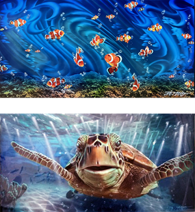 DeRubeis Underwater Suite  BOTH Clowning Around and Thatcher the Turtle 12x24