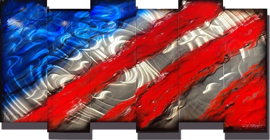 Chris DeRubeis Art title 6 Panel Sleek American Flag 38x72
