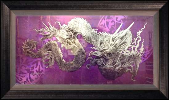 Medallion Dragon Black Pearl Amethyst 20x40 29X49F - PG867
