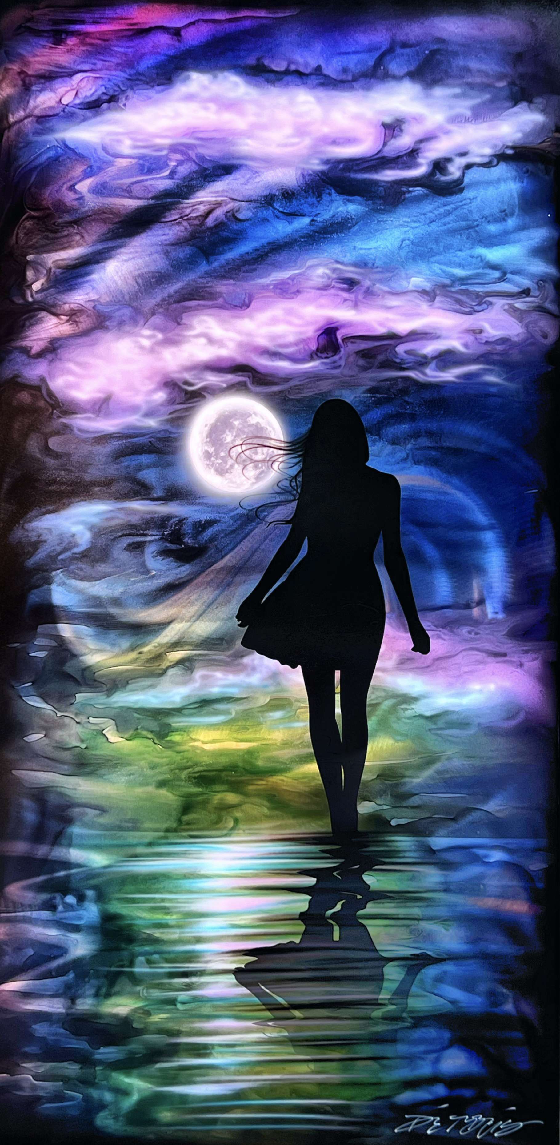Chris DeRubeisArt titleMoonlit Stroll 22x44