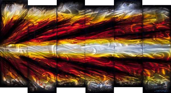 Chris DeRubeisArt title6 Panel Red Shockwave Panel 38x72