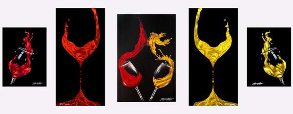 Chris DeRubeisArt title6 Panel Extreme Wine Lovers Suite piece 40x120