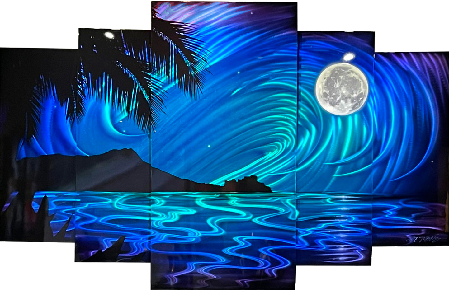 Chris DeRubeisArt titleUltra Epic Night in Waikiki 5 Panel 44x72