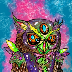 UgonzoArt titleChromatic Owl 40x40