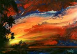 Island Fire Sky 18X24 